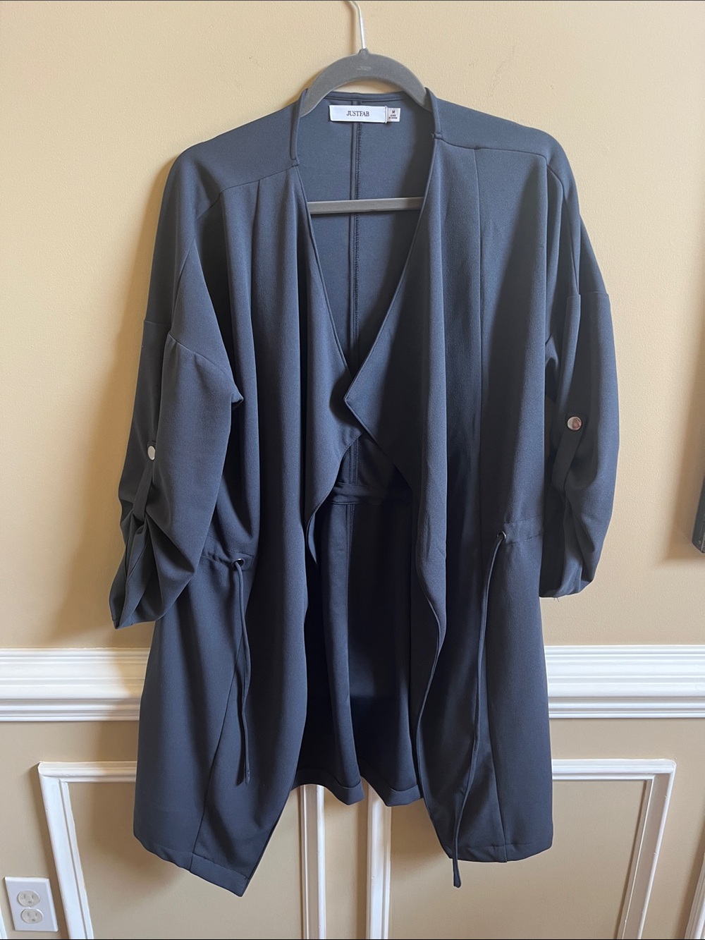 Aritzia Black Draped Open-Front Trench Coat
